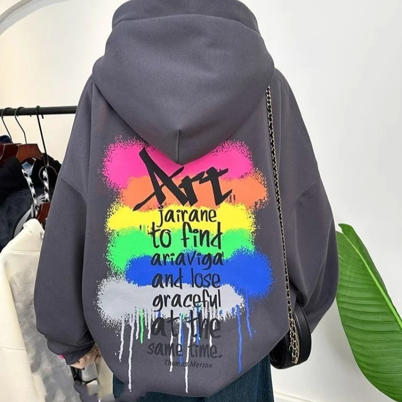 2025 New Pullover Hoodie Men and Women Cartoon Rabbit Graffiti Yanqi Loose Cotton Sweatshirt Spring New Padded Sweater Tide
