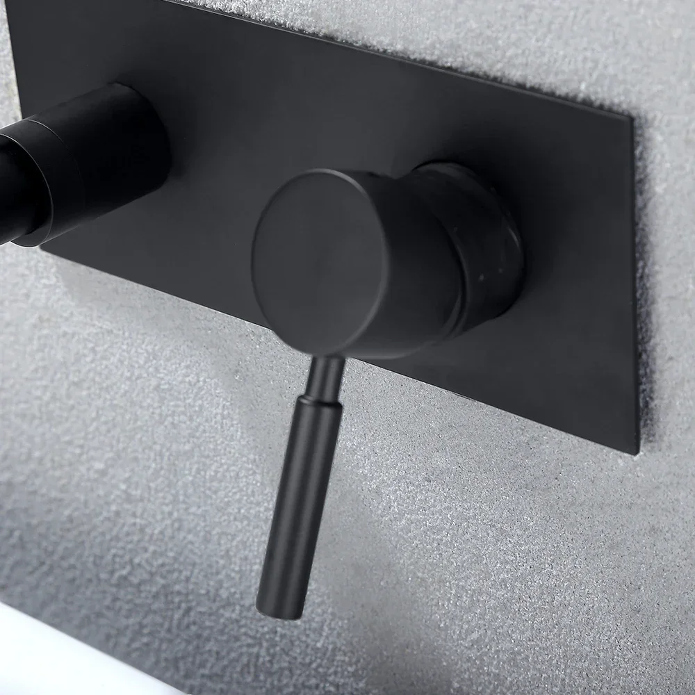 Bagnolux Black Embedded Installation Two Holes Shower Bathtub Vanity With Sink Cold And Hot Mixer Bathroom Faucet view 4
