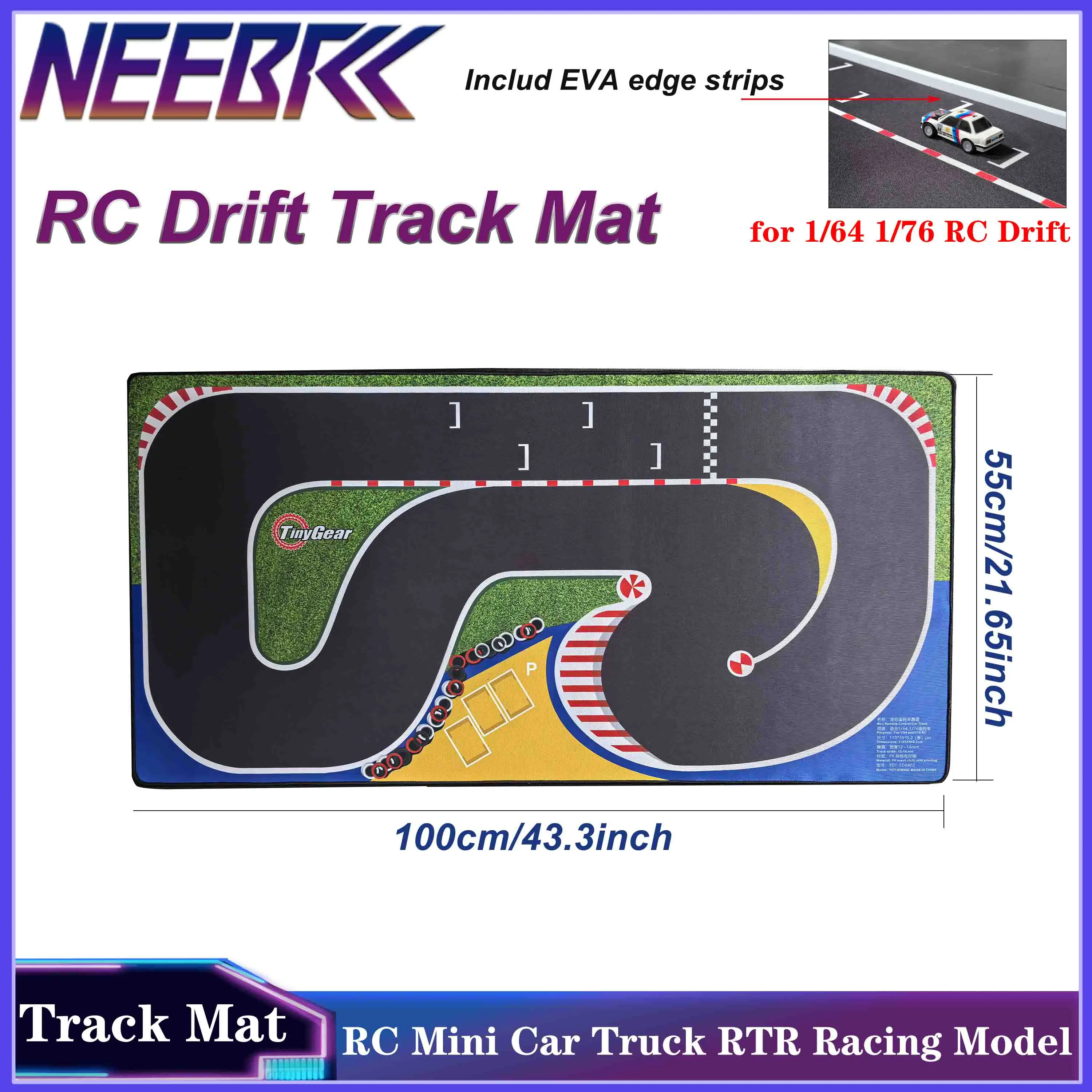 

HSP-TinyGear 110x55cm RC Drift Track Mat Portable Rubber Mat for 1/64 1/76 RC Mini Car on-road Truck RTR Racing Model Toys Parts