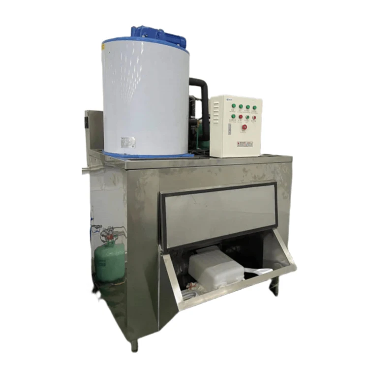 Commercial 1T Flake Ice Machine Stainless Steel 1500kg Per Day 500kg 1000kg 100kg Ice Storage Fisheries Compressor Motor