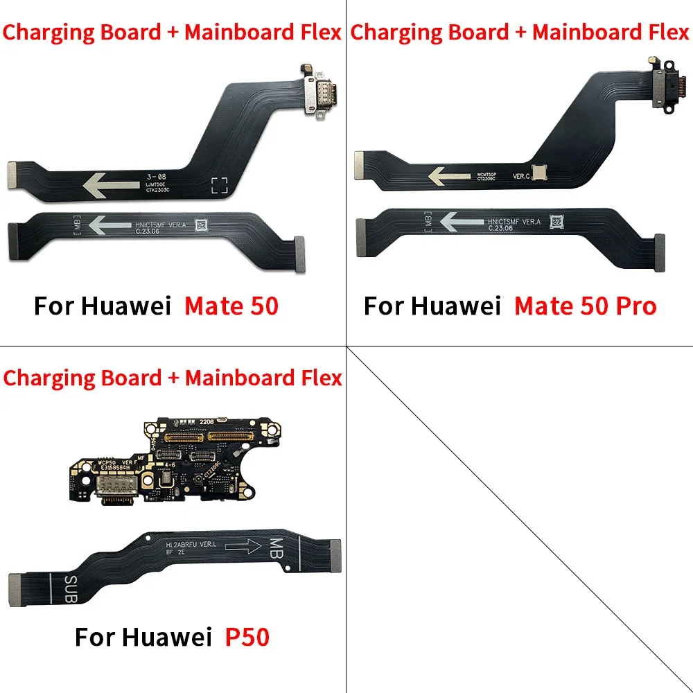 

10 шт. гибкая основная плата для Huawei Mate 50 Pro P50, USB-плата для зарядки, док-станция, разъем для зарядки, гибкий кабель