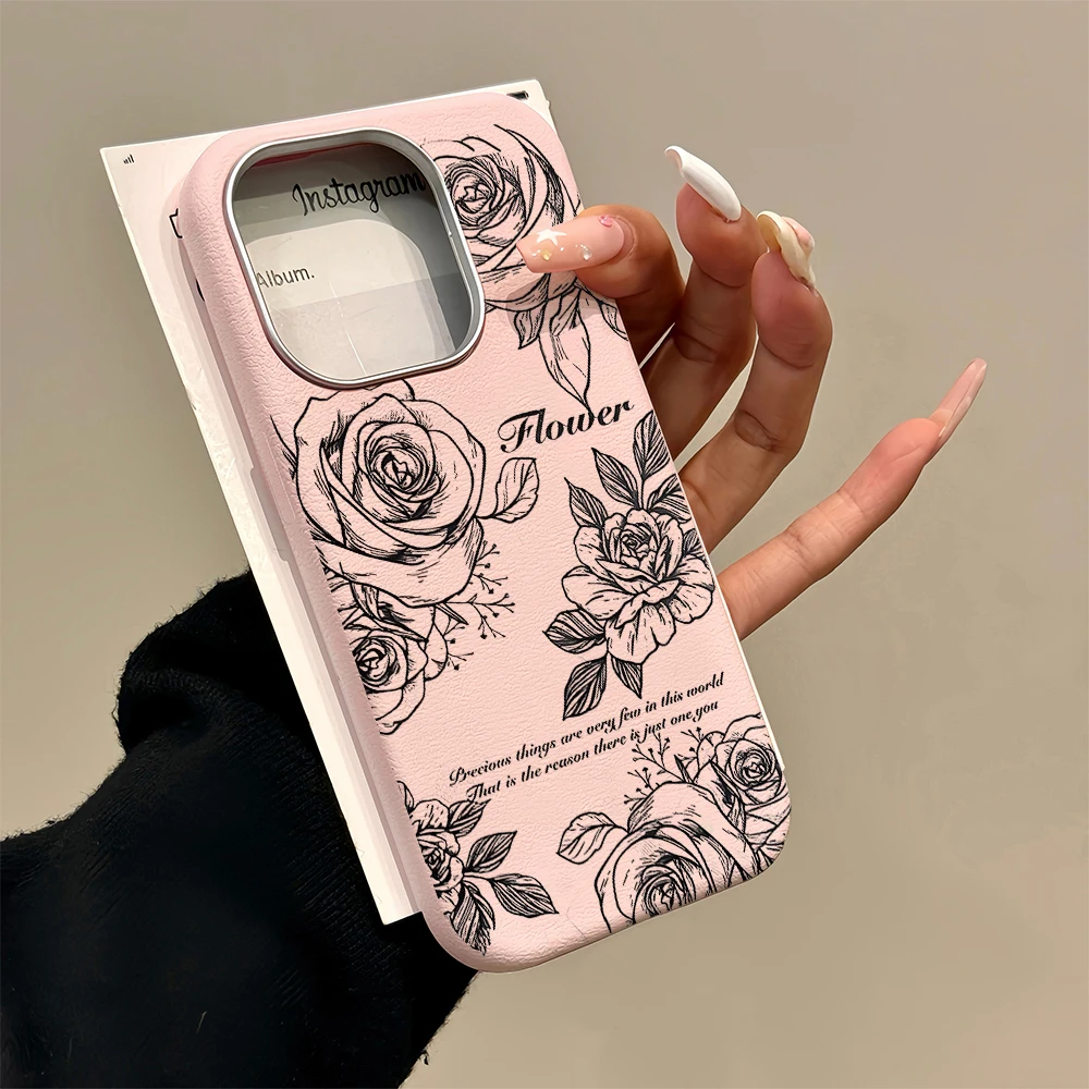 

Luxury Flower sketch Case For Samsung Galaxy S25 S24 S23 Ultra S22 S21Plus FE A57 A56 A55 A54 A53 A36 A35 A34 5G Dustproof Funda