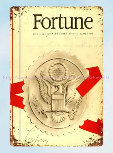 1943 Fortune Hans Moller Great Seal US Coat of Arms Bald tin sign office wall