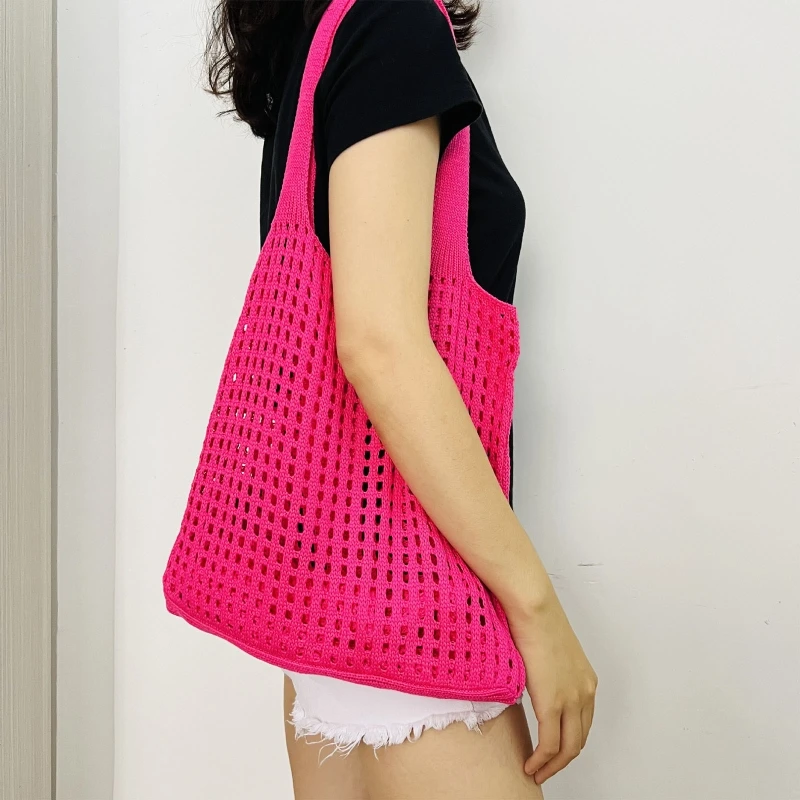 Knitted Tote Bag Handbags Casual Shopping Bags For Women Shoulder Bag E74B