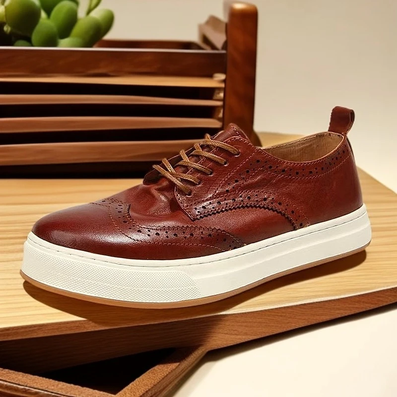 

Мужская кожаная обувь в американском стиле ретро из конской кожи, повседневная спортивная обувь ручной работы из натуральной кожи с круглым носком, мужские оксфорды, кроссовки