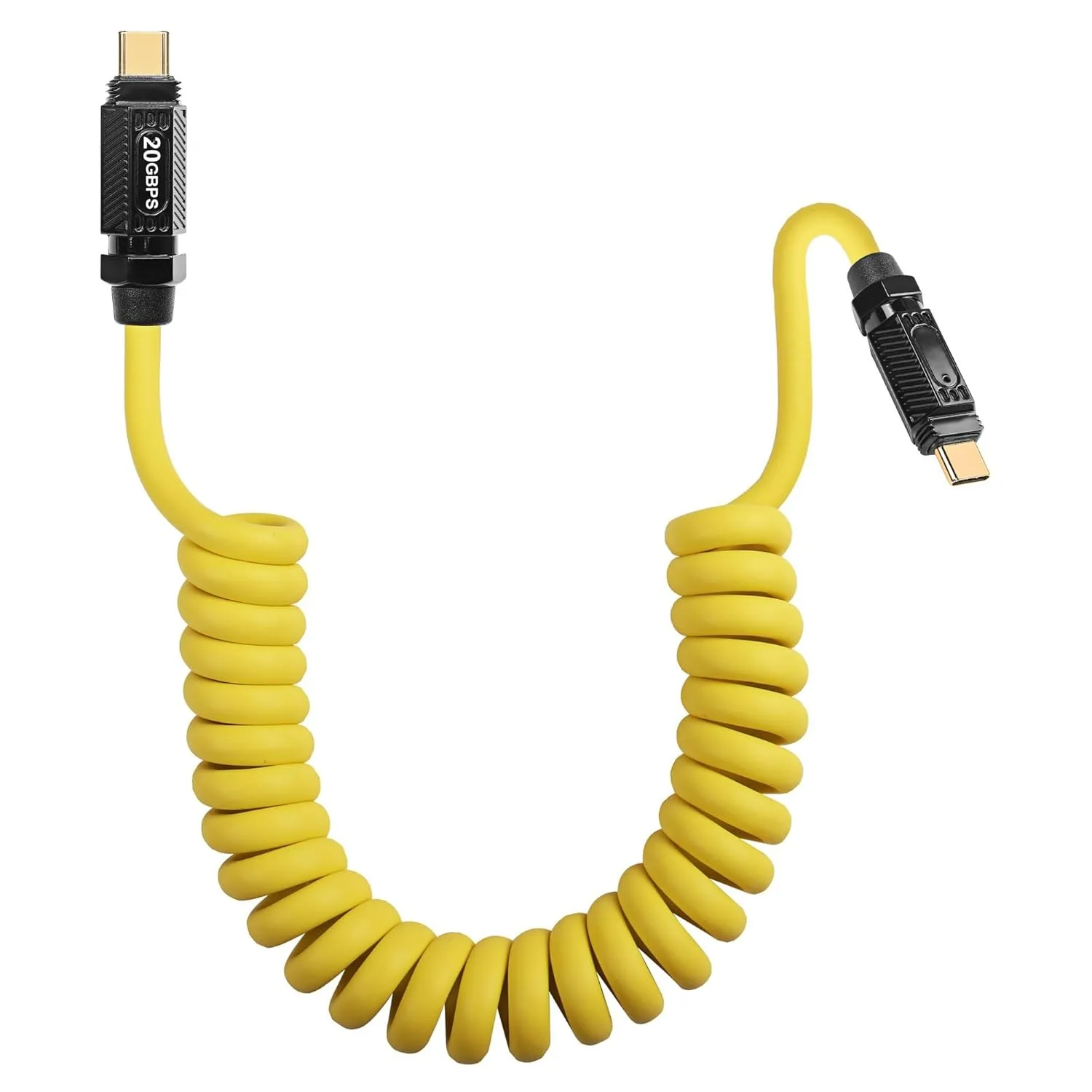 USB C to USB C PD 3.1 Spring Coiled Cable 20Gbps Data Transfer 8K Display 140W 5A Fast Charging Cord for Car Mobile Phone Laptop