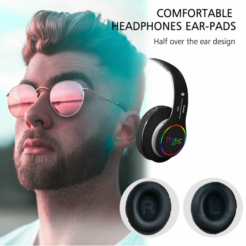 8228uwu7260 Headphones Wireless Headset Earbuds with Microphosic Foldable Adjustable Earphone
