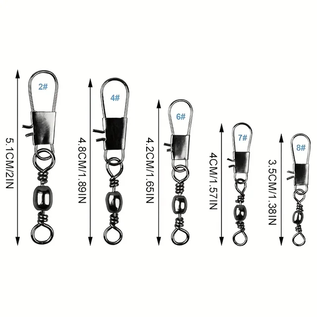 210pcs Barrel Fishing Swivel Connectors, Double Loop Secure Snap Pin Tackle, Smooth Rotation Swivels for Freshwater & Saltwater 2 210pcs Barrel Fishing Swivel Connectors, Double Loop Secure Snap Pin Tackle, Smooth Rotation Swivels for Freshwater & Saltwater 2