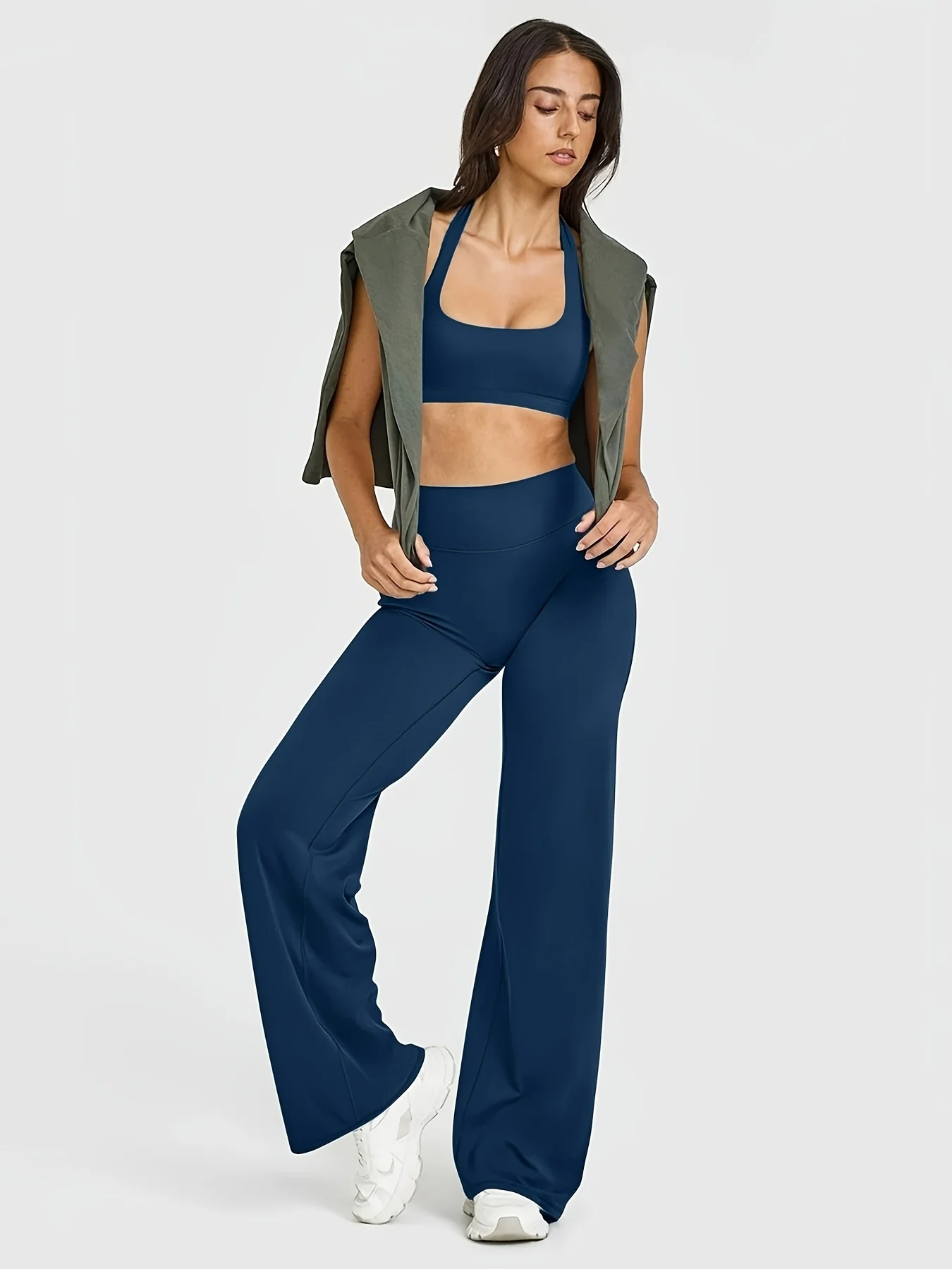 Women's Straight-Leg Yoga Pants, High-Waisted Flared, No Front Seam, Loose Fit for Outdoor Sports & Daily Wear