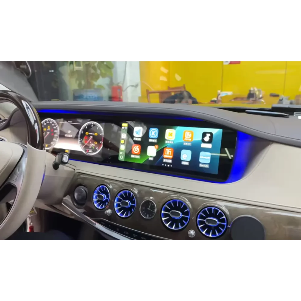 

Автомобильный радиоприемник Android 13, навигация для Mercedes Benz S Class W222 2014-2016, мультимедийное головное устройство с двойным экраном и приборной панелью CarPlay