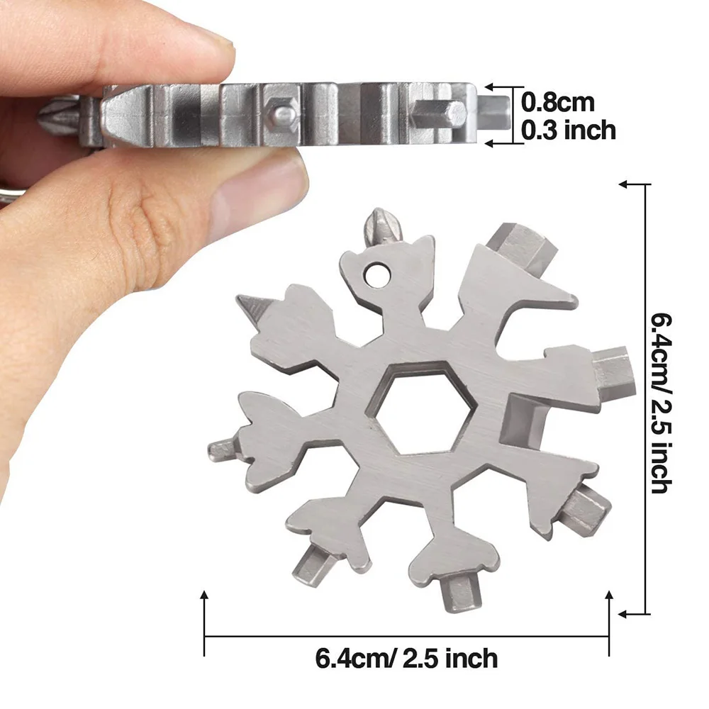 18-in-1 Stainless Steel Snowflakes Multi-tool Herramienta 18 En 1 Multifunctional Tool Copo De Nieve Llave Multiusos