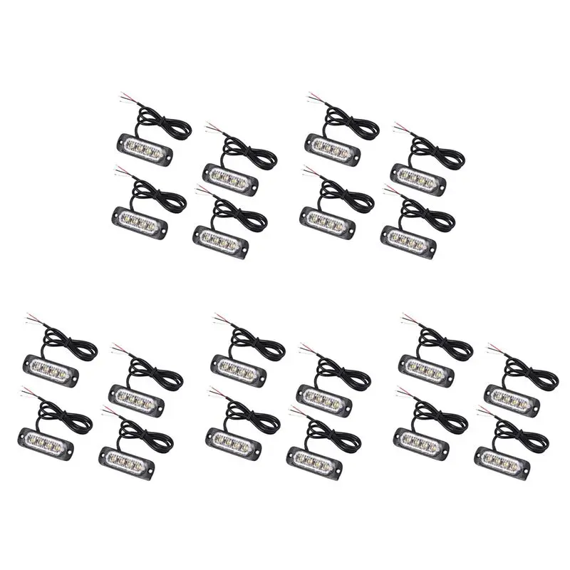 

M93K-20Pcs 4 Led Amber Recovery Strobe Lights 12V 24V Orange Grill Breakdown Flashing