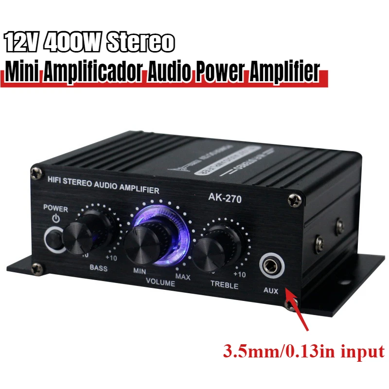 12V 400W Stereo Mini Amplificador Audio Power Amplifier FM HIFI 2CH Audio Music Player Stereo Audio Amplifier For Mic Car Home