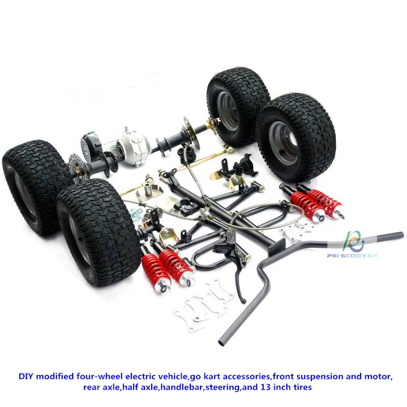 DIY modified four-wheel electric vehicle,go kart accessories,front suspension and motor,rear axle phub-133cv