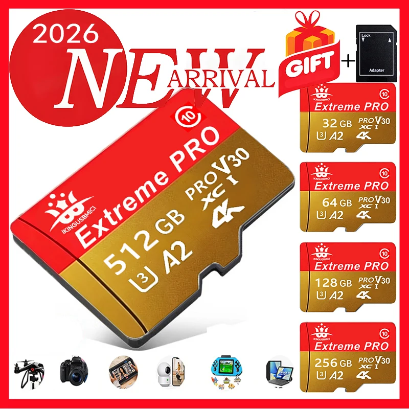 Memory Card 512GB 256GB 64GB 32GB 100MB/S Micro sd ca rd UHS-1 flash card Memory Microsd SD + card reader adapter