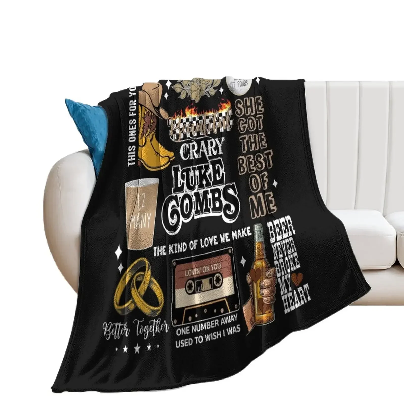 

Luke Combs Vintage texas music rodeo Throw Blanket For Baby Luxury Throw Blankets