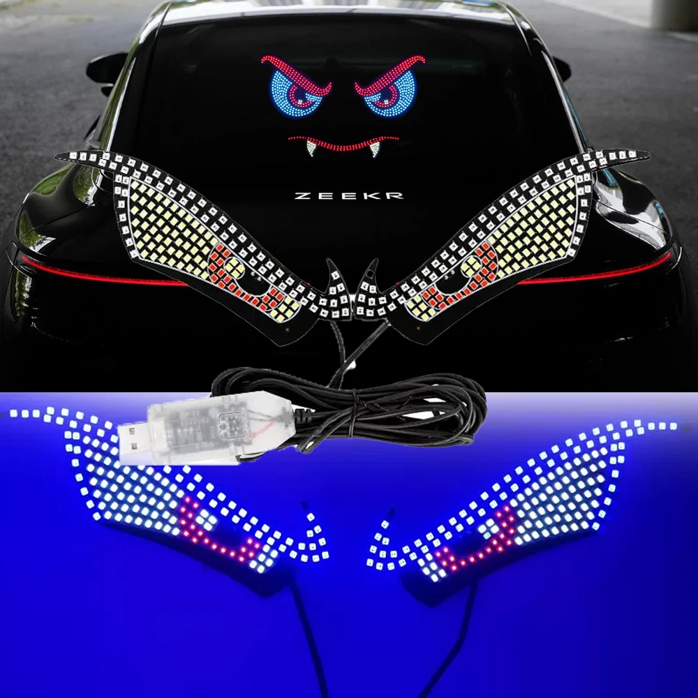 

2 Eye Vampire Car LED Light 5V USB Plug And Play,11 Modes Atmosphere Decoration And Safety Warning Suitable Various Car Models.