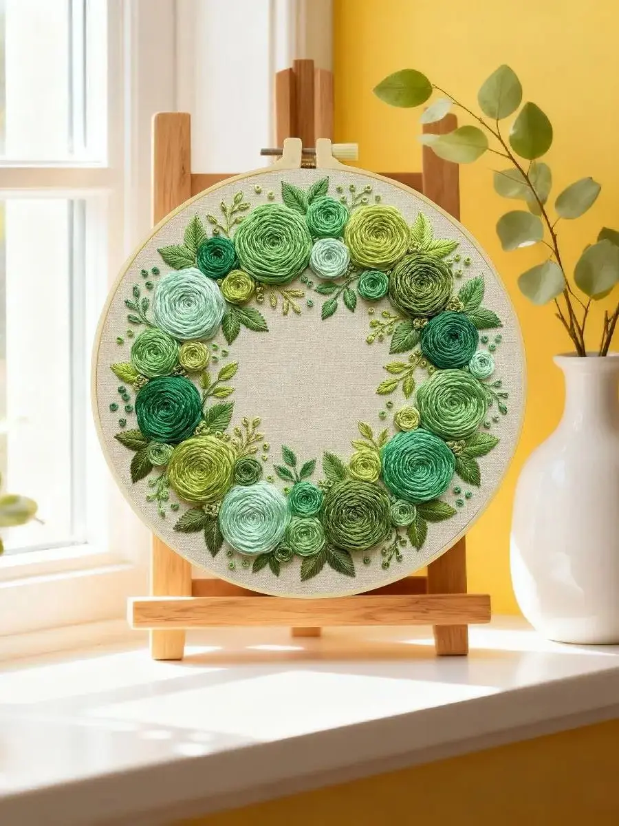 1 Stück 20X20CM/15X15CM 7,87/6,3 Zoll Pflanzen - Blumen Stickerei Starter-Kit DIY-Kit DIY-Stickerei-Set Handarbeiten – Detail 6
