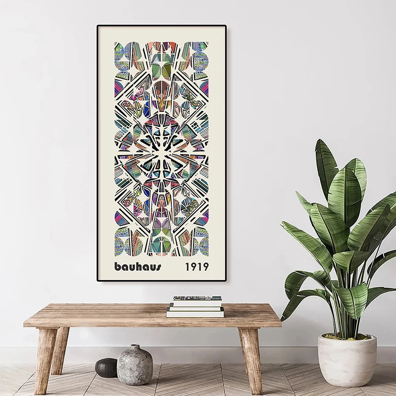 

Colorful Bauhaus Print, Abstract Wall Canvas Art, Exhibition Poster, Long Narrow Art, Wide Art Print, Large Wall Art Mid Century