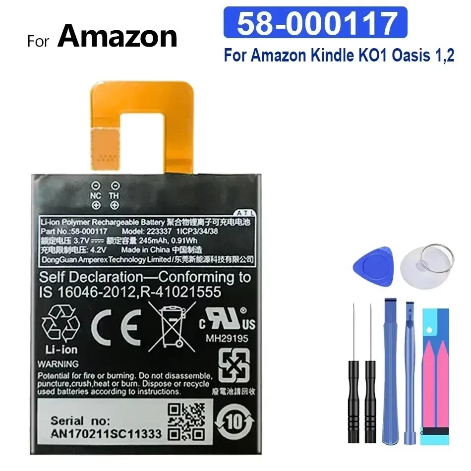 

245mAh Tablet Battery for Amazon Kindle KO1 Oasis 1/2, Model 58-000117