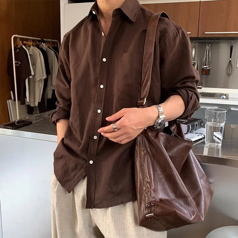 

Protection Linen Blend Long Sleeve Shirt, Korean Minimalist Casual Button-Down Top, Lightweight Breathable Office Daily Wear