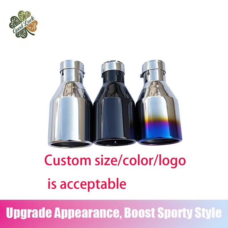 

1 piece NO logo stainless steel car exhaust pipe tail throat tail mouth tip paint blue silver black bright color car deco