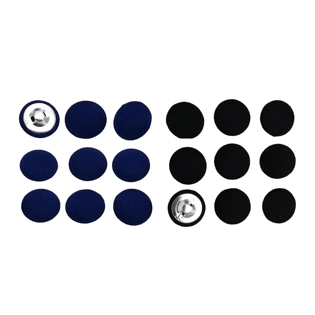 Round Fabric Covered Buttons Set Black Sewing Apparel Button for Needlework Accessories Clothing Crafts and Decorations