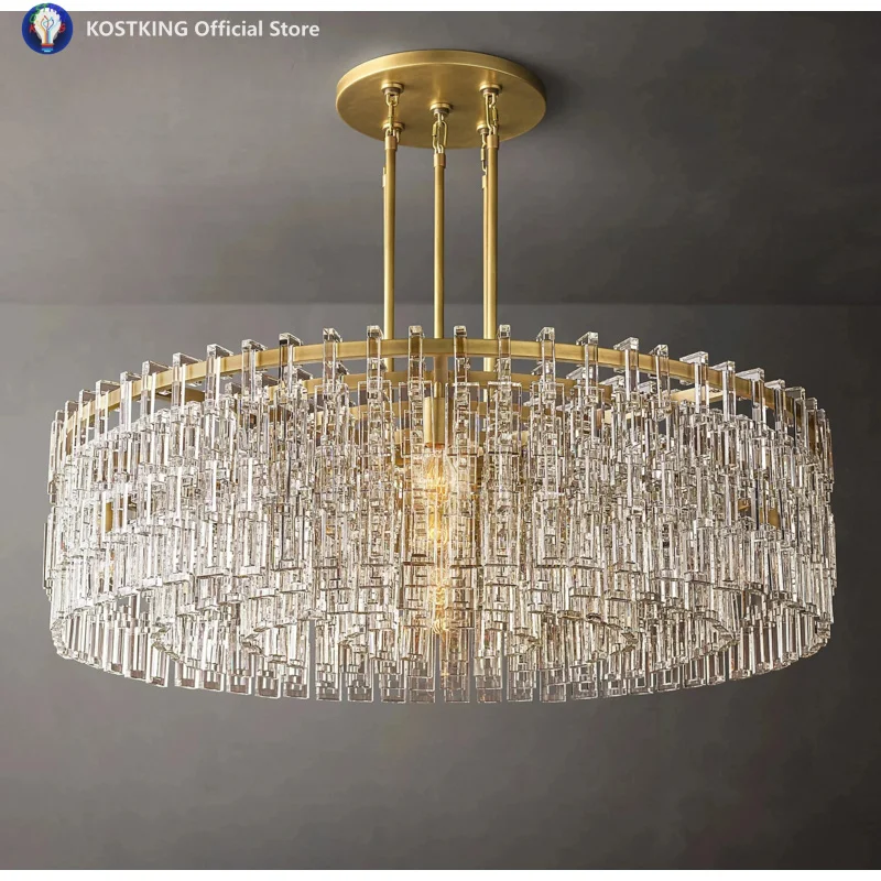 Modern Glass Chandelier LED Round Chandeliers Lighting Living Room Bedroom Pendant Lights Fixture