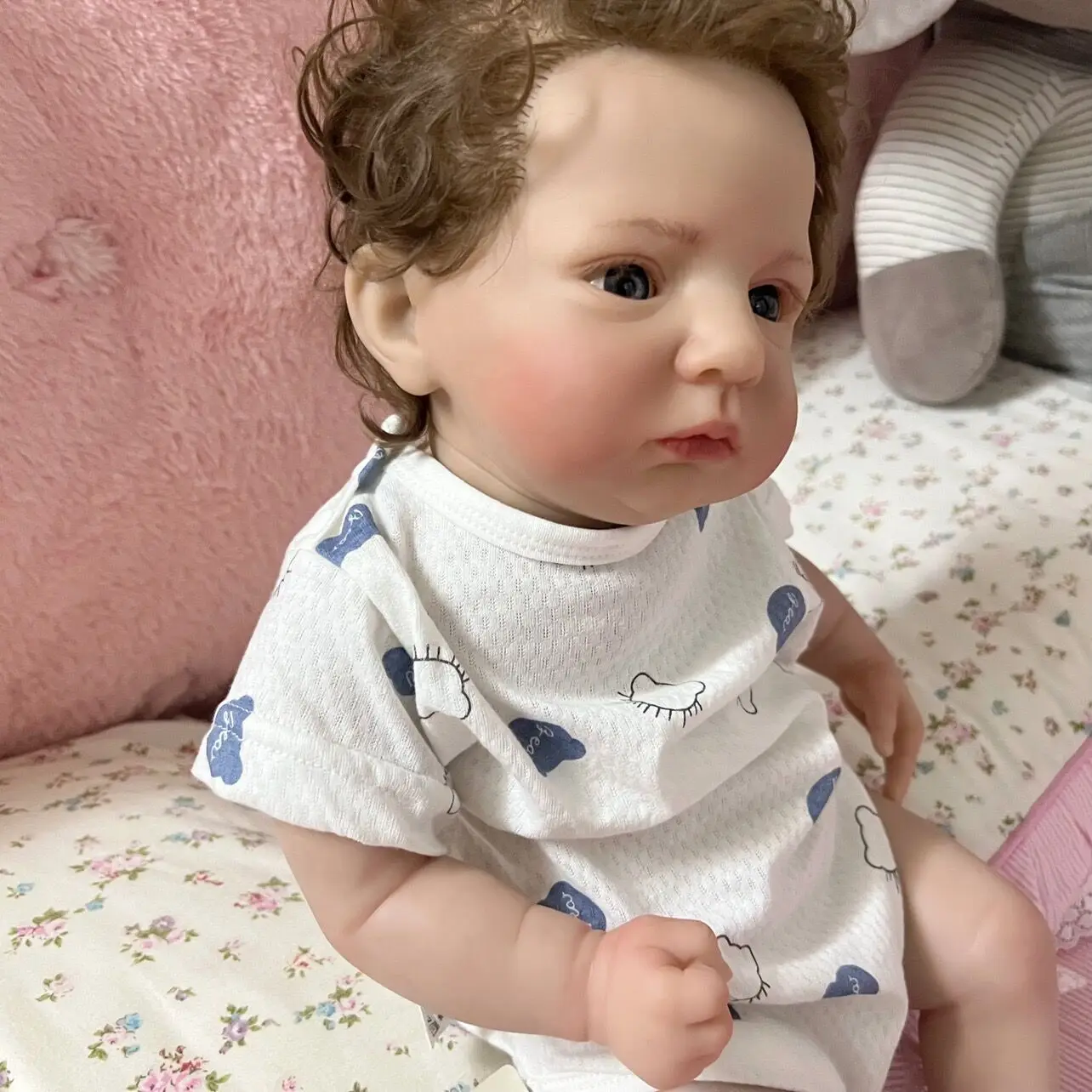 NPK 24inch Reborn Baby Already Painted Finished Doll Cameron with Hand-root Hair Lifelike 3D Skin