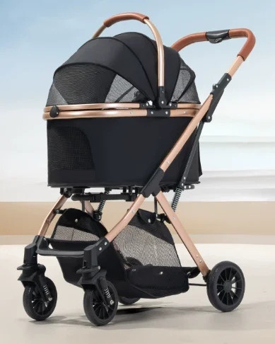 

Luxury 4-Wheel Portable Pet Transport Stroller Foldable Dog Carrier Oxford Aluminum Waterproof Materials Comfortable Large