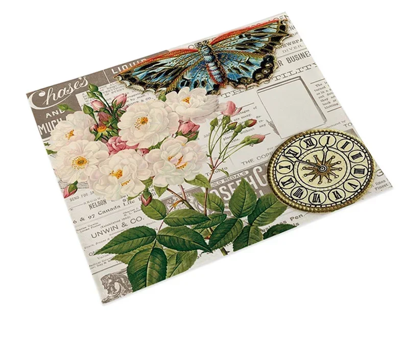 Shabby Chic Placemat Rice Paper for Decoupage Stamperia Linen Table Decor Vintage Flower Coaster Pad Bowl Coffee Cup Mat 40x30cm