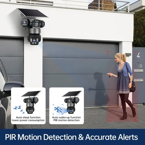 Imagen 2 del producto Cámara IP Wifi de 15MP, 8K, tres lentes, cámara Solar impermeable para exteriores, HD, batería de baja potencia, visión nocturna PIR, cámara de seguridad CCTV