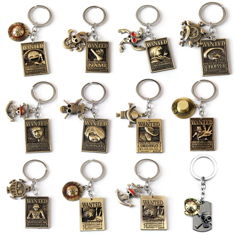 

Anime One Piece Keychain Wanted Order Tag Combination Pendant One Piece Luffy Zoro Robin Acero Bounty Order Friend Gift