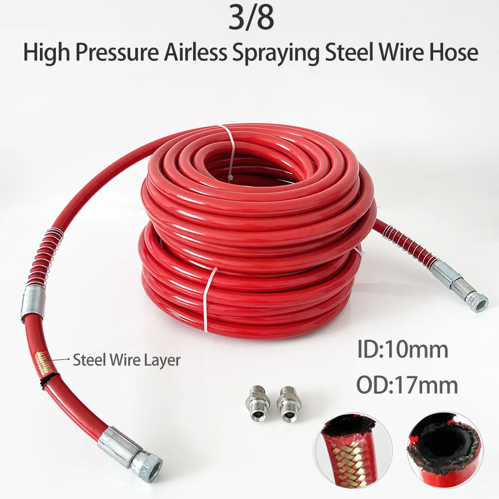 Alta Pressão Airless Steel Wire Pulverização Tubo, à Prova de Explosão, Resistente ao Desgaste, Pintura Máquina De Pulverização, Universal, Massa, 3/8