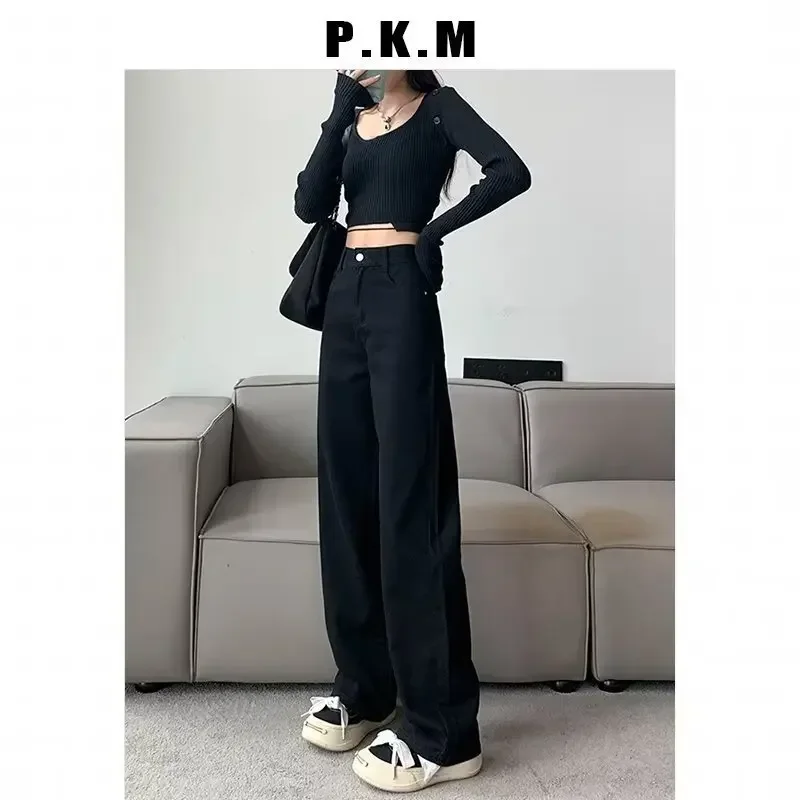 PopMulti-Color Thin Summer Denim Jeans Women's Loose Wide-Leg Narrow Straight Tube Pants Basic Style Casual Fashion Trousers