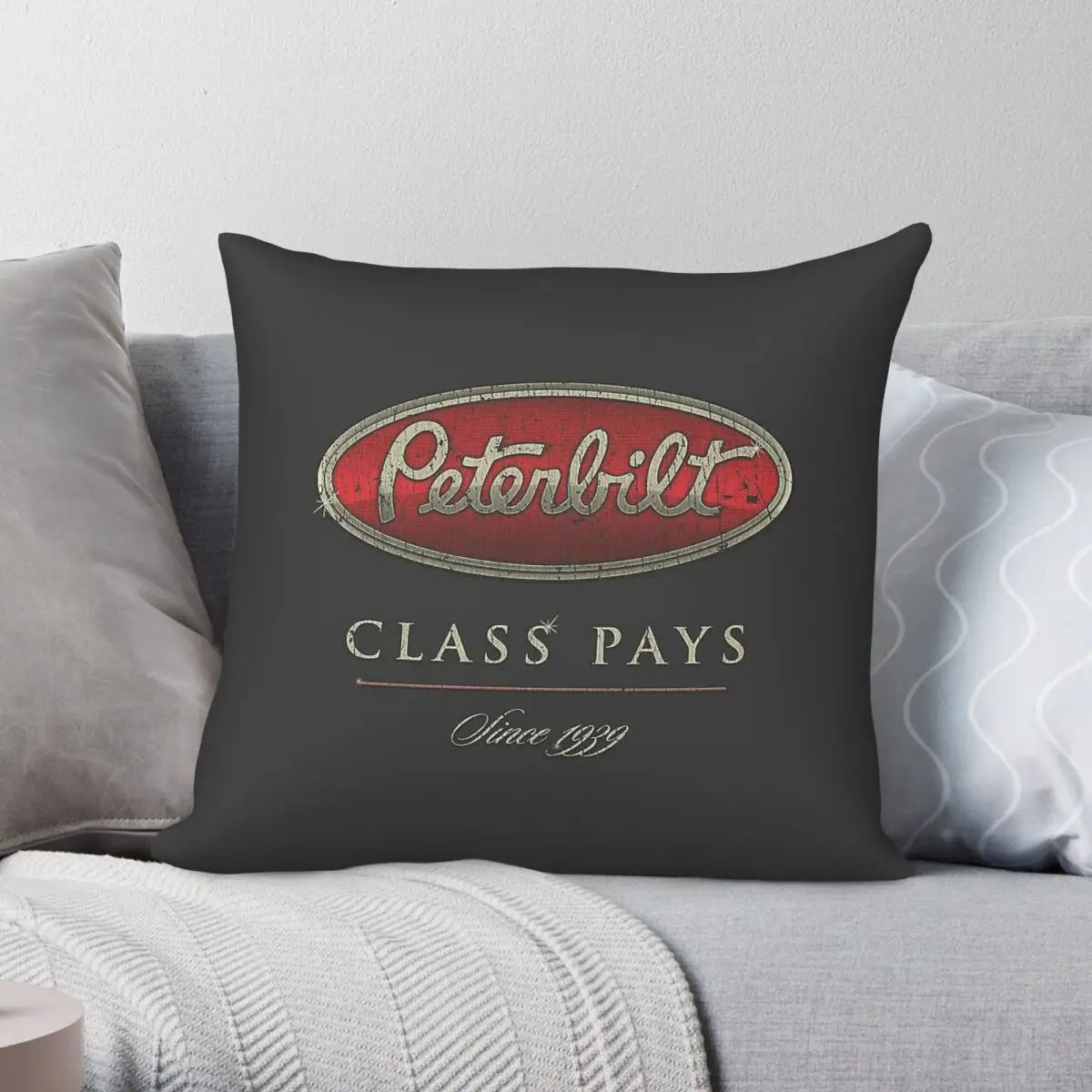 Peterbilt Class Pays Pillowcase Polyester Linen Velvet Pattern Zip Decorative Room Cushion Cover Wholesale