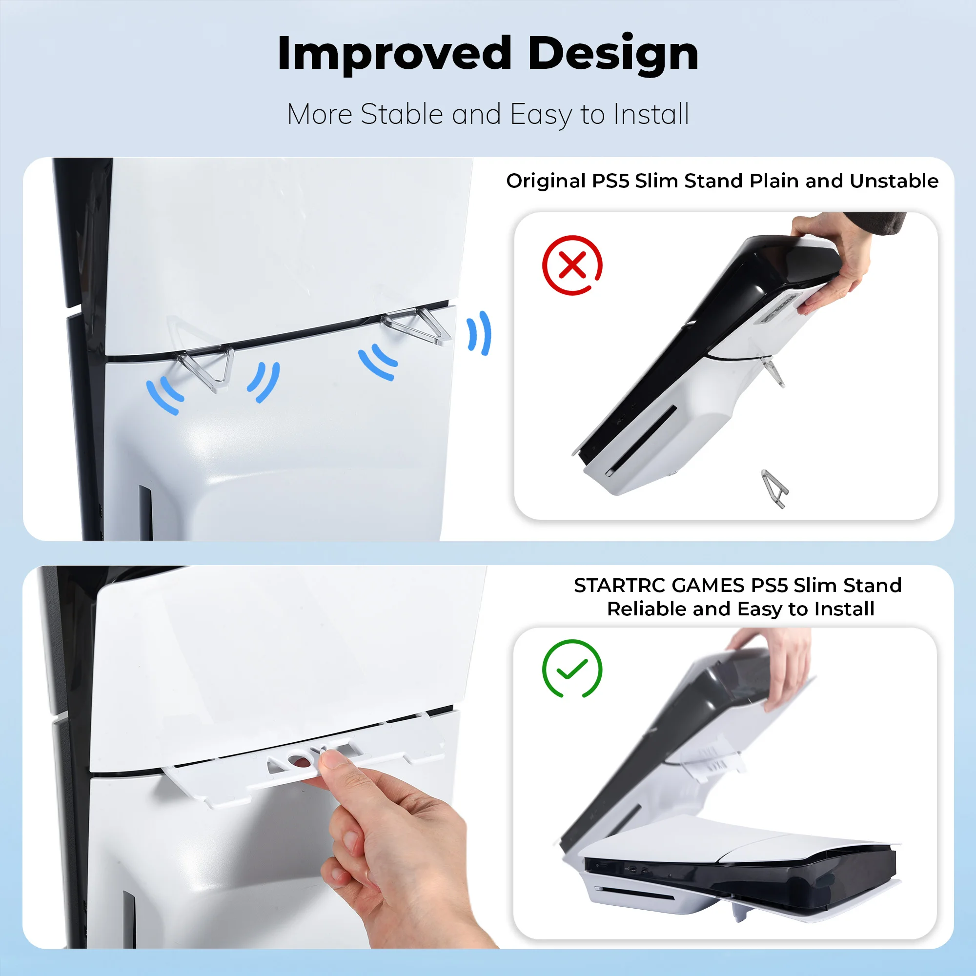 For SONY PS5 ultra-thin console horizontal stand Desktop base fixed support light [special accessories for driving]