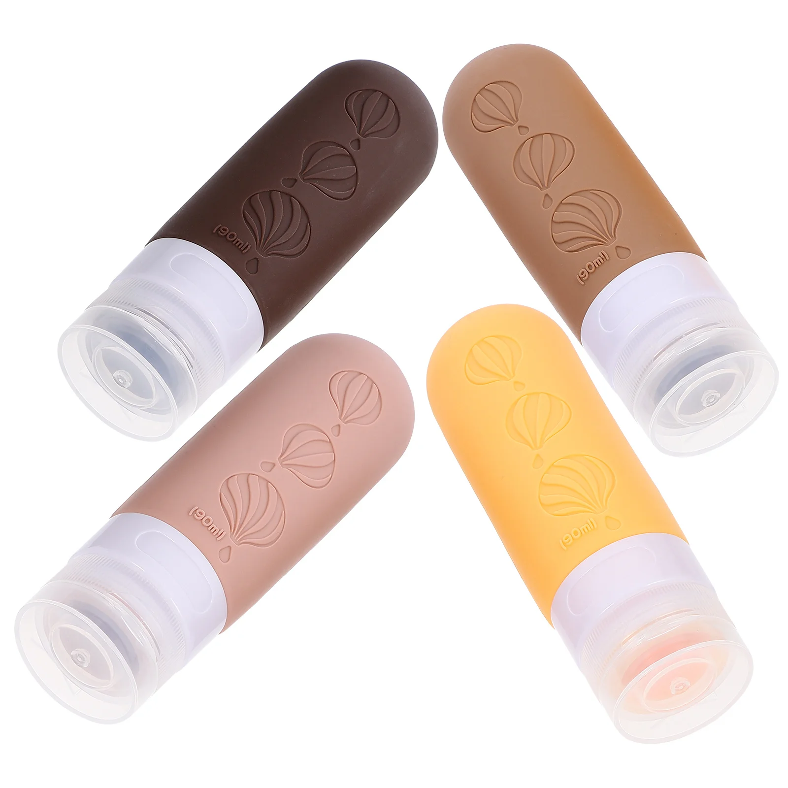 Set di bottiglie da viaggio da 4 pezzi Contenitori per articoli da toeletta in silicone 90 ml Contenitore portatile ricaricabile per shampoo, lozione, gel, per viaggi d'affari