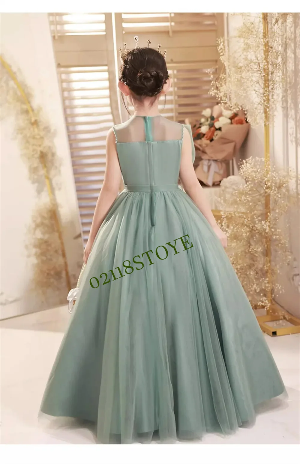 O-neck Bow Design Sleeveless Girls Birthday Dresses Ball Gown Tiered Mesh Robe 2023 Elegant Temperament Flower Girls Dress