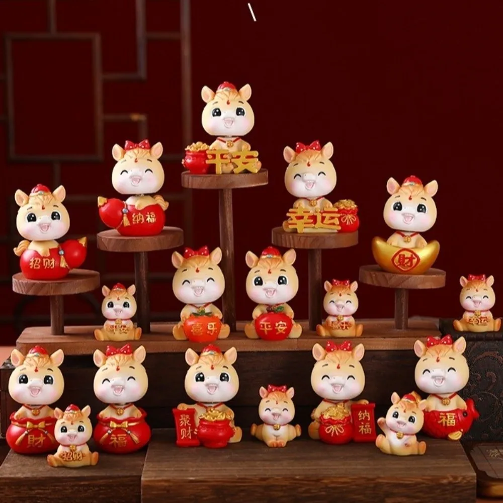 كارتون 2026 تمثال حصان مصغر من الراتنج لتقوم بها بنفسك تهز الحصان زخرفة لطيف سنة من مهرجان الحصان زخرفة مهرجان الربيع #3