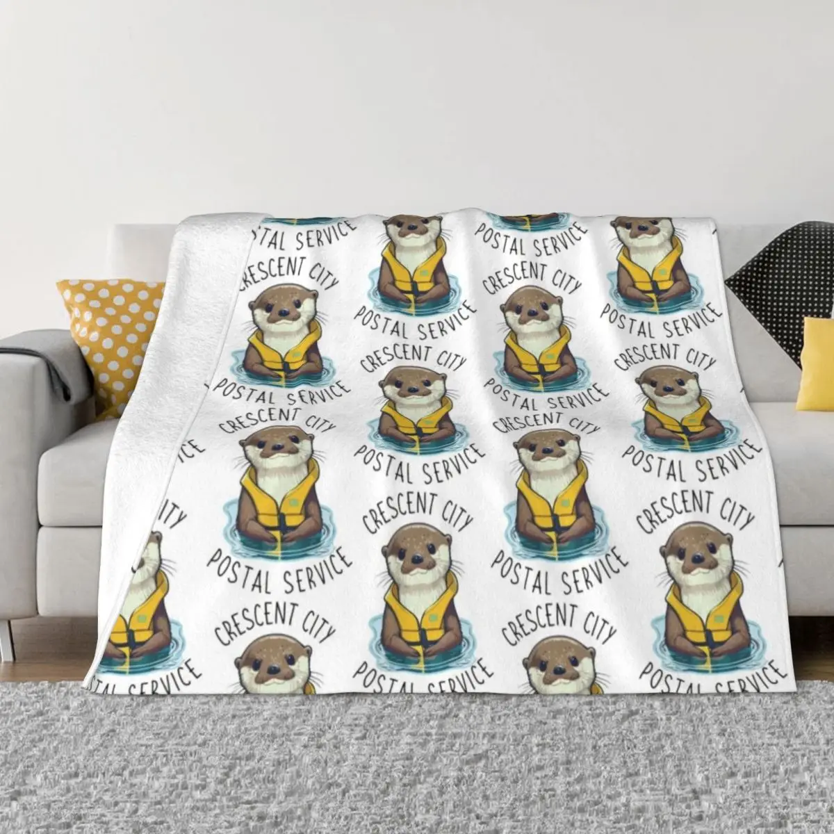 

Crescent City Postal Service Otter Throw Blanket for winter Plaid Flannel Fabric warm for winter Blankets