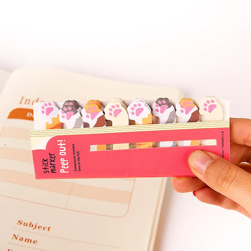 1 X Sticky Memo Pad Kawaii Stationery Cartoon Animals Pages Marker Memo Bookmark for Kids Escolar School Supplies