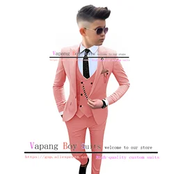 תחפושת בנים 2023 Boys Suits 3 Pieces Jacket Vest Pants Formal Party Wedding Tuxedo Fashion Blazer for Kids 2-16 Years