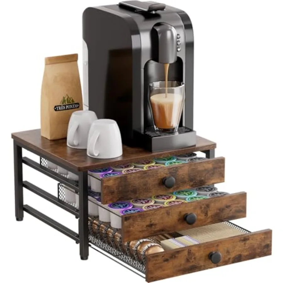 

Coffee Pod Holder for Countertop 3 Tier K Cup Holder Drawer Coffee Bar Organizer 60 Coffee Pods Storage Organizer with Sliding