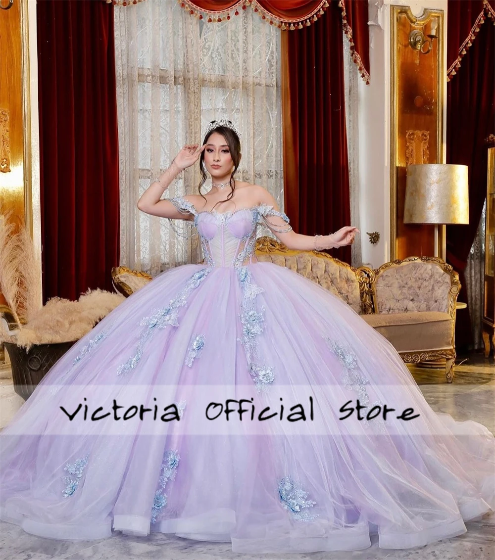 Fascinante lilás applique quinceanera vestidos contas borlas vestido de baile 2025 aniversário vestido de luxo vestidos de xv años personalizado