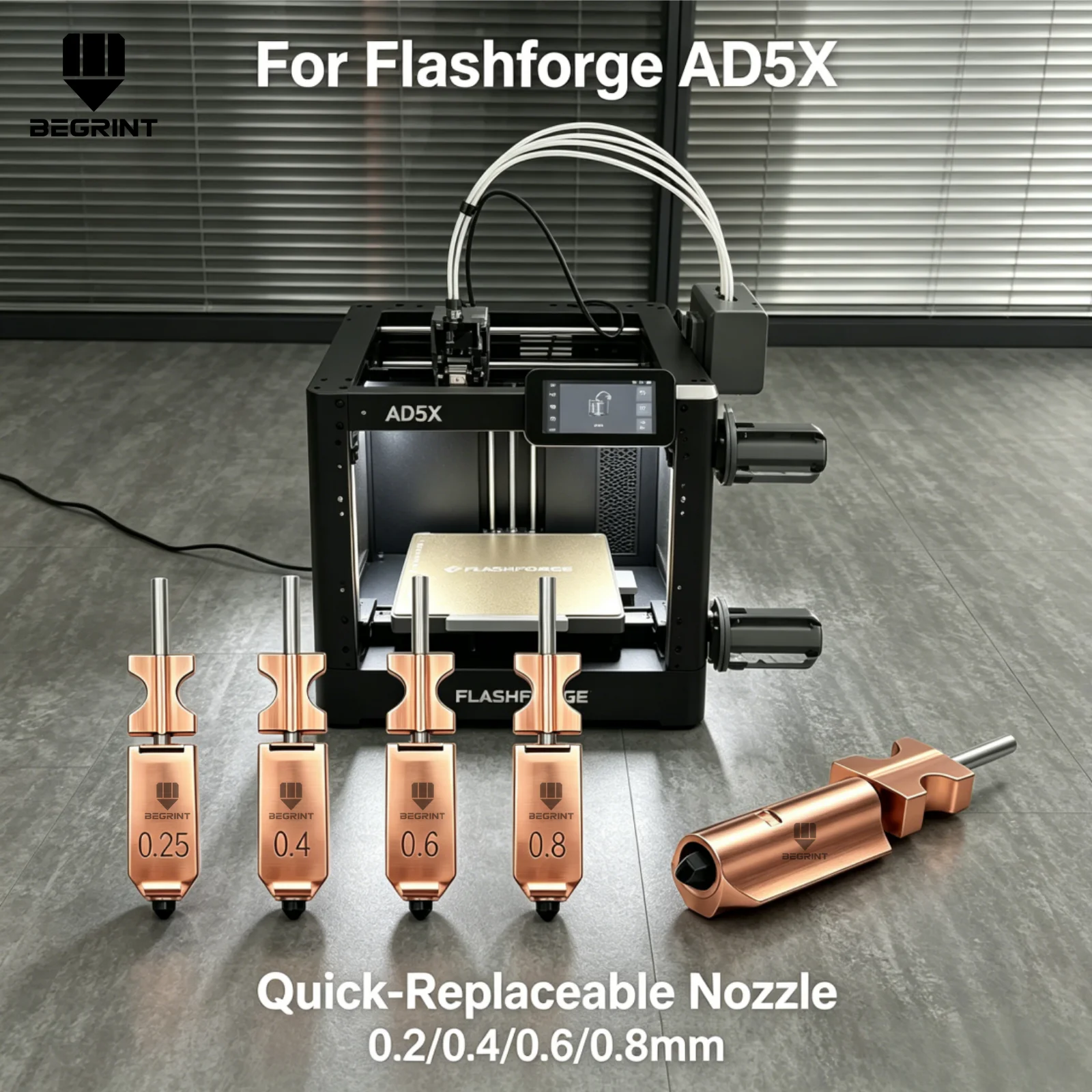 

For Flashforge AD5X Hotend Nozzle Kit Integrated Assembly 450℃ High Flow Hardened Steel Nozzle Upgrade Parts for Flashforge AD5X