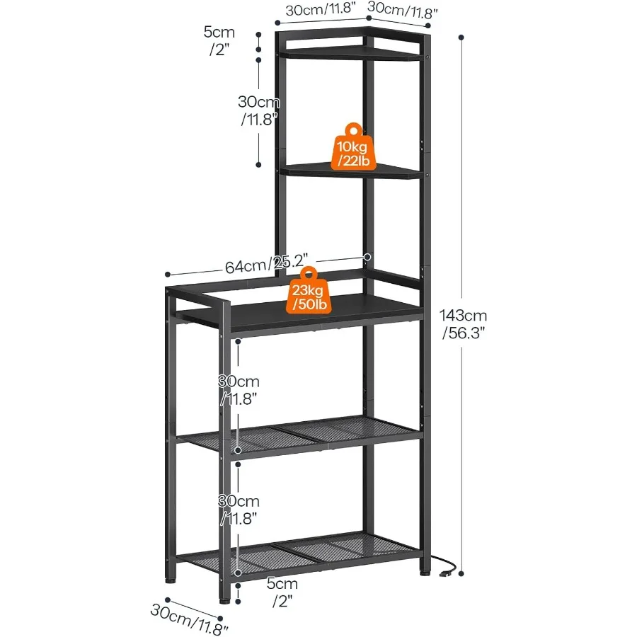 5Tier Corner Shelf Stand Corner Shelf with LED Light 56.3 Tall Corner Bookshelf Display Rack Storage Organizer with Table for S