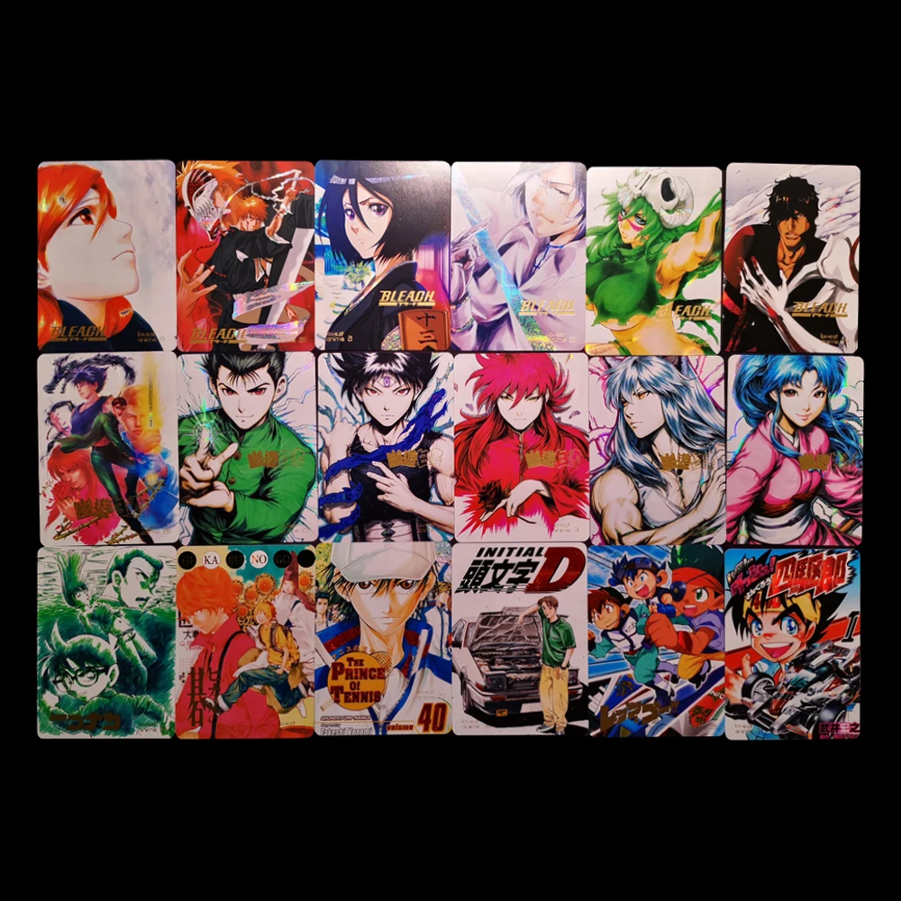 18Pcs/set Anime Flash Cards Naruto Dragon Ball Yuyu Hakusho Death Note Gintama Saint Seiya Game Anime Collection Cards Toys