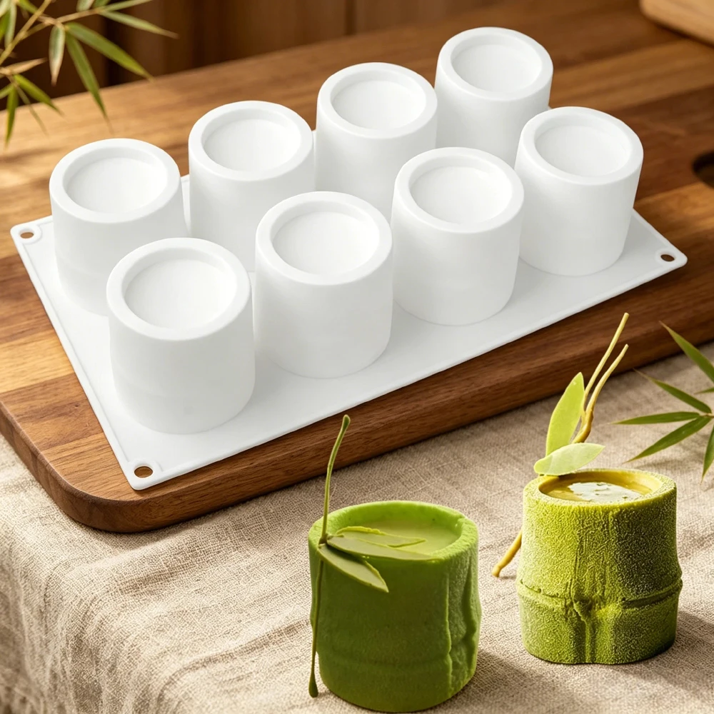 8 Cavity Bamboo Joint Silicone Mold Chinese Style Mousse Cake Chocolate Pudding Mould DIY Bamboo Candle Squishy Toy Making Tools