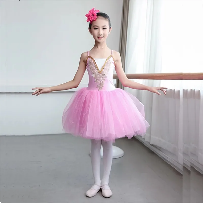 

Children's ballet performance dress, fluffy mass gauze dress, swan suspender, graded training suit